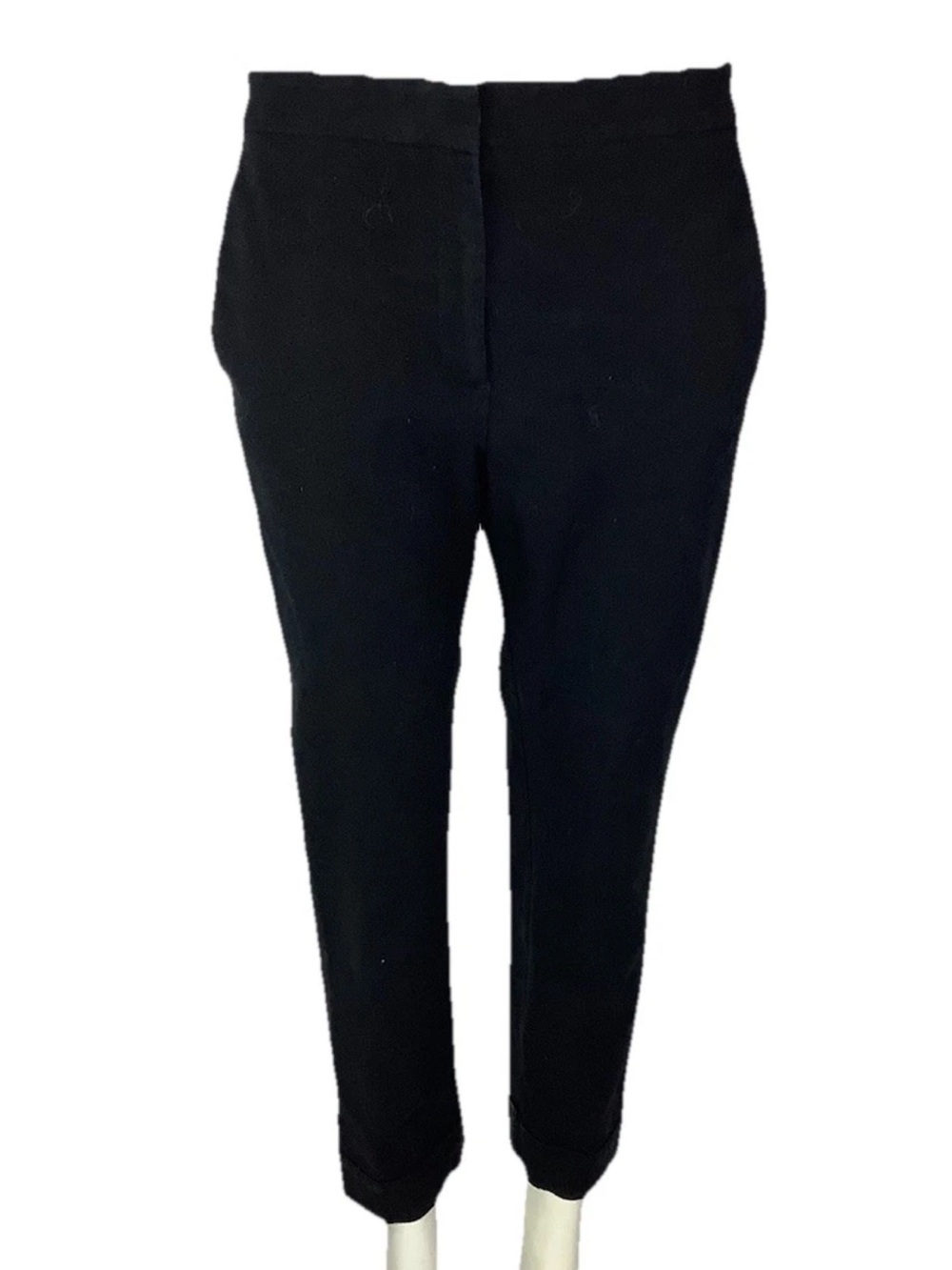 Ann Taylor Sz 8 Straight Leg Crop Pull On Business Office Casual Pant Black